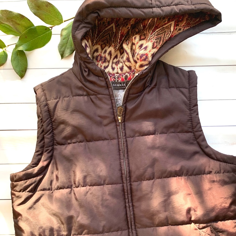 George Me by Mark Eisen brown puffer vest size S